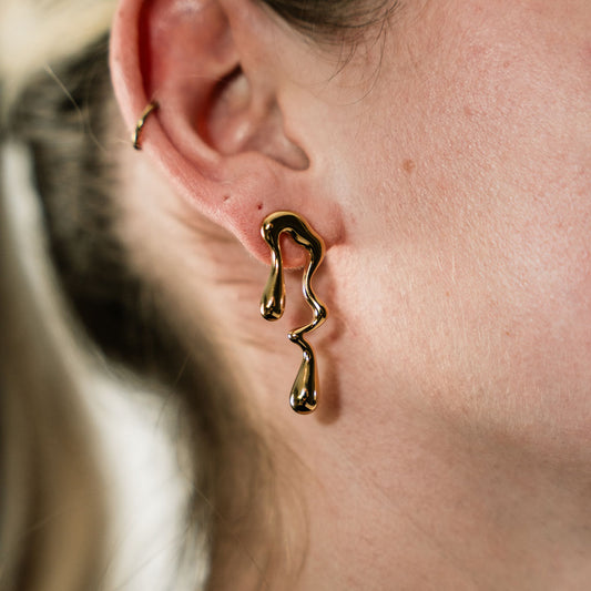 Gold Drippy Earring Stainless steel