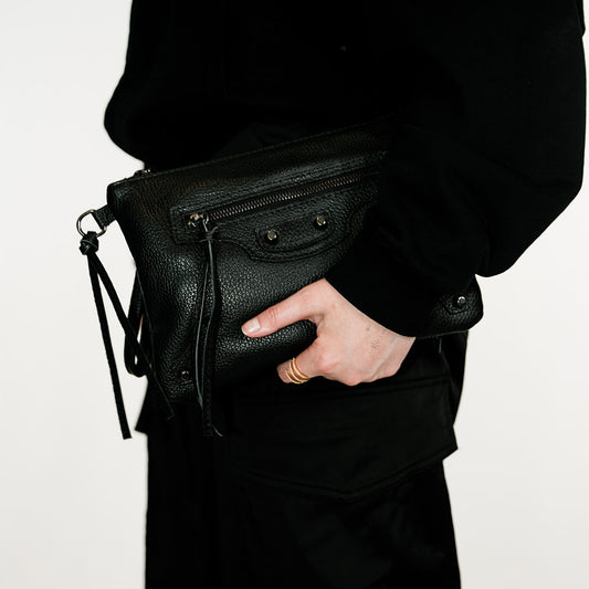 Black June Crossbody Bag with Studs