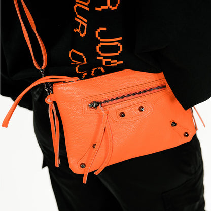 Orange June Crossbody Bag with Studs